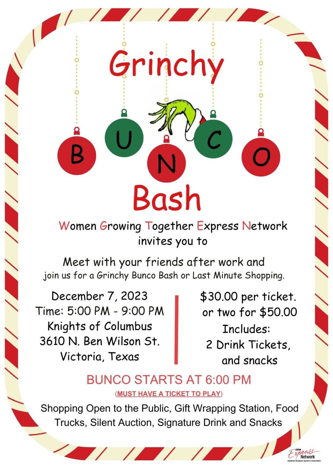 Grinichy Bunco Bash Sip & Shop